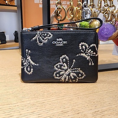 COACH Corner Zip Wristlet With Spark Wristlet Pouch Card Wallet