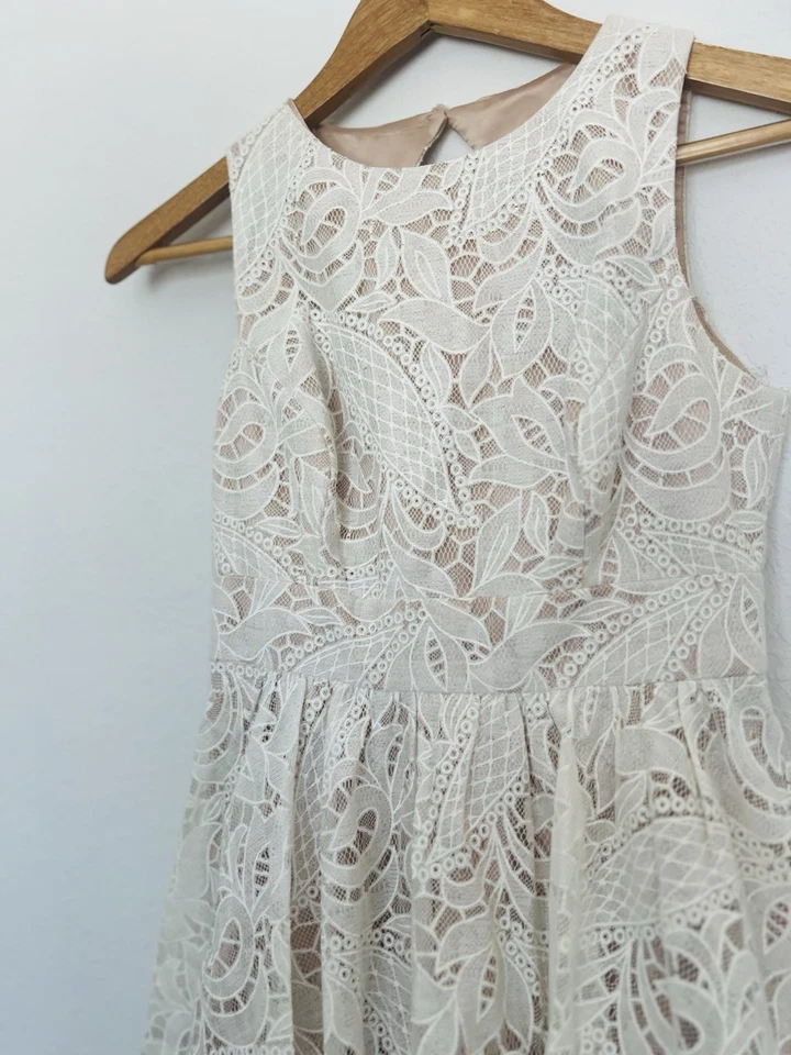 Eliza J крючком мини-платье Sz 0P желтовато-коричневый атлас с подкладкой без рукавов Western богемное - Изображение 4 из 4