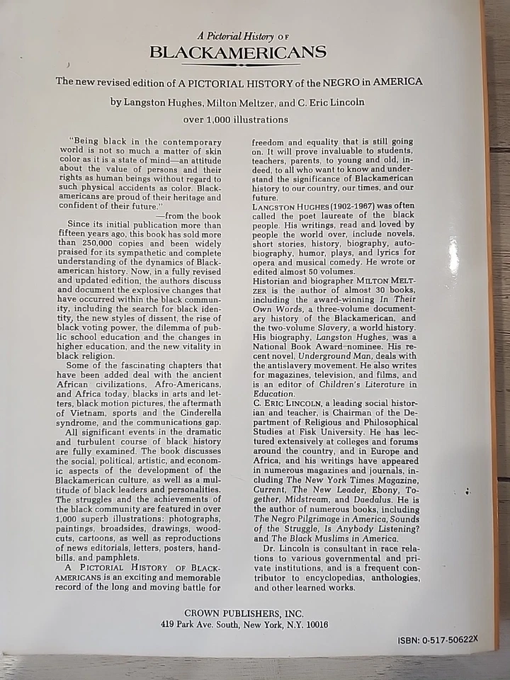 A Pictorial History of Blackamericans by Langston Hughes, Milton Meltzer 1973 - Image 2 of 4