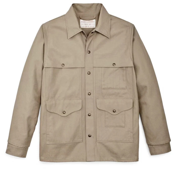 Filson Dry Tin Cruiser Jacket Gray Khaki Light Tan Tough Cloth
