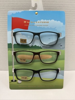 New +2.50 Box Set 3 Pairs M By Max Studio Reading Glasses Readers