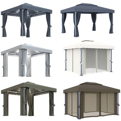 Pavillon mit Vorhängen LED Licht 3x3m 3x4m Partyzelt Gartenzelt Gartenpavillon 