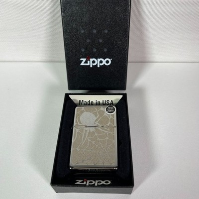 Zippo Hidden Spider Pocket Lighter Polish Chrome #28052 Made In