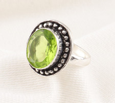 Peridot Gemstone Handmade 925 Sterling Silver Jewelry Ring Gift For Her