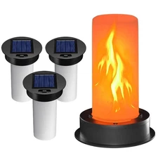 4 Pack Solar Light Tops with Flickering Flame, Waterproof Outdoor Solar Light...