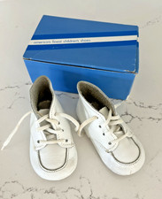 Vintage White Leather Lace-up Baby Shoes - Size 2