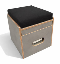 Toiletten Hocker mit Toilette Porta Potti 345 - Polster schwarz Stauraum Hocker