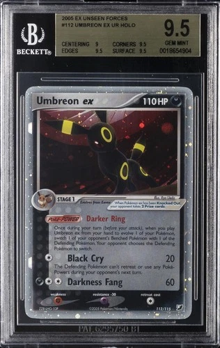 2005 POKEMON EX UNSEEN FORCES HOLO #112/115 UMBREON EX UR BGS 9.5
