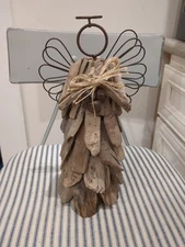 Vintage 12" Driftwood Angel- Hand Crafted - Rustic - Metal 