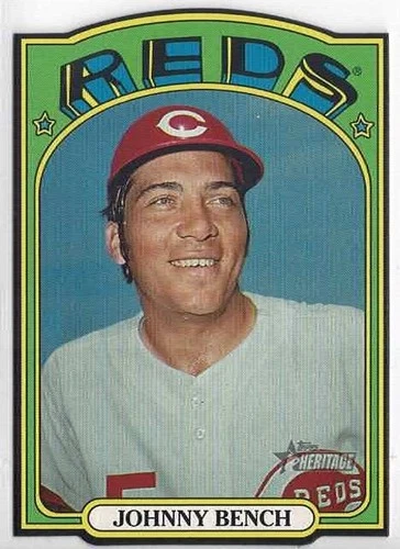 2021 Topps Heritage Johnny Bench (Reds) Black 72 Die-Cut Mini Card 72DC-8