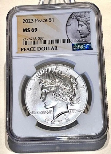 2023 $1 Peace Silver Dollar NGC MS69 1oz. .999 Silver Coin