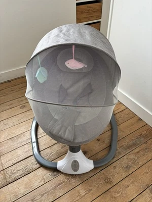 MoMi KENANI Balancelle Bébé Électrique Bluetooth Télécommande Moustiquaire Gris - Photo 1/4