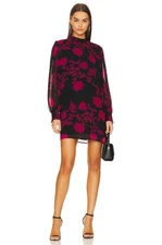 NWT SANCTUARY Revolve Black Pink Dark Floral Balloon Sleeve Dress SIZE MEDIUM