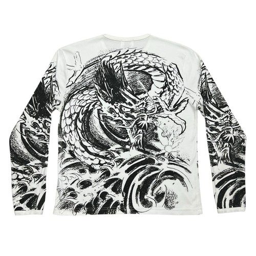 Work By Eaksak Shirt Dragon Y2K Weiß Schwarz Herren Medium - Bild 3 von 7