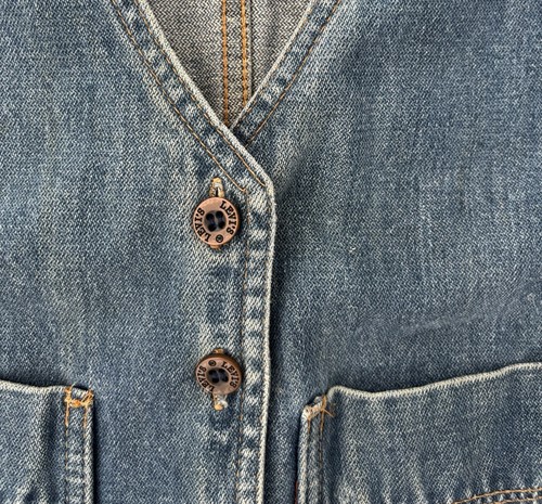 VTG 70s Levi Strauss Denim Vest Waistcoat Floral Trim Rare Women S Hippie Boho - Picture 5 of 8