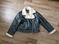 Lederjacke schwarz mit beigem Fell FB Sister New Yorker Größe S  Top Zustand