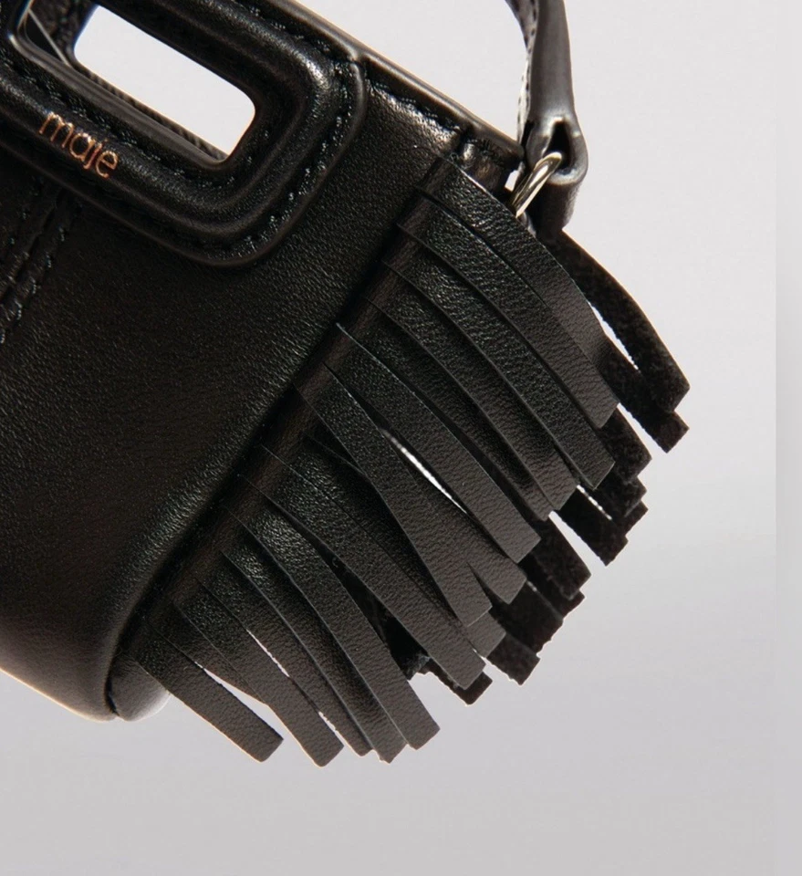 Mini bolso bandolera de cuero negro para mujer Maje Foto 3 de 4