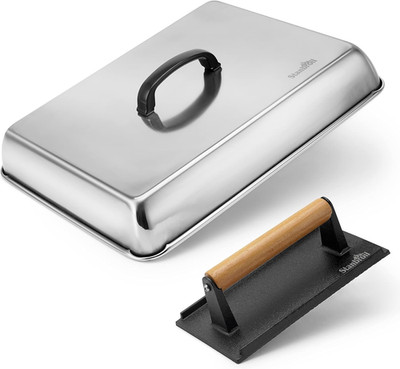 Melting Dome & Grill Press Kit- Stainless Steel Basting Cover Cheese Melting Dom