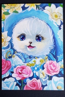 ACEO OOAK ORIGINAL 1/1 HAND-DRAWN SKETCH Cute White Puppy, Signed By Artist!