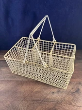 Vintage Mesh Metal Napkin Holder Utensil Caddy Picnic Handled Poolside 10"x6"x4"