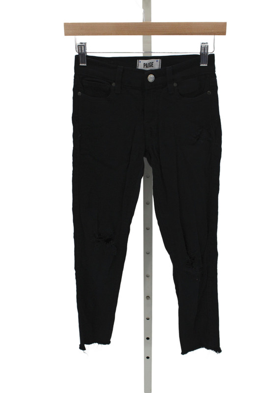 Paige Womens Black Ankle Cropped Skinny Jeans Size 25