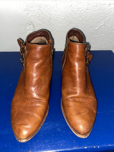 FRYE Mujer Botín Talla 7.5 M Cuero Marrón Coñac Ray Botín Boho Zapato al Tobillo - Imagen 5 de 14