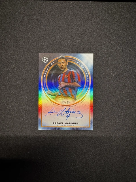 2024-25 Topps Definitive UEFA Rafael Marquez Marks of Excellence Orange /25 LESEN