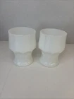 2 Count Vintage White Milk Glass Honeycomb Heavy Glass Tumblers 4"