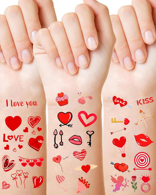 Temporary Tattoos for Lover, 12 Sheets Love Heart Tattoos for Valentines Day Dec