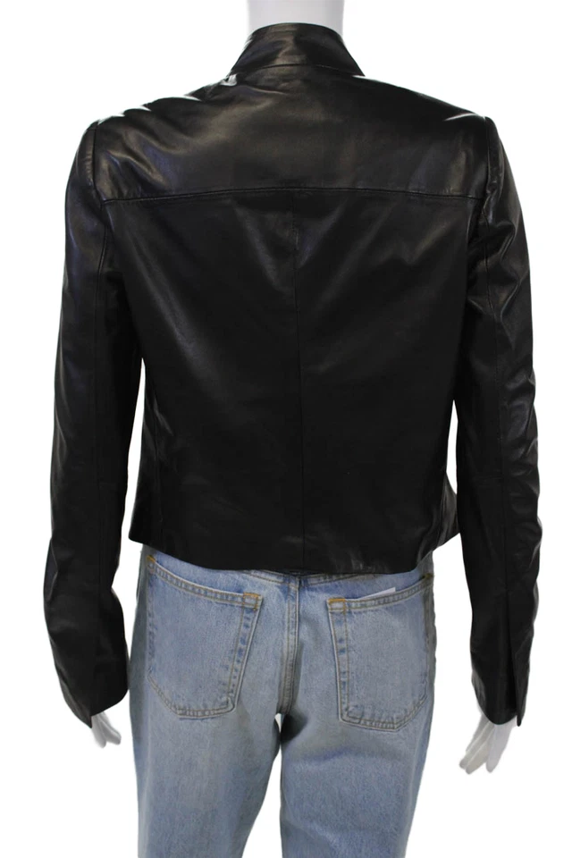 Intermix Womens Faux Leather Long Sleeve Jacket Black Size P - Image 3 of 4