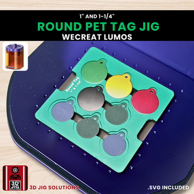 WeCreat Lumos Round Pet Tag Jig | Laser Engraving Template for 2 Sizes