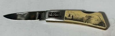 Gerber International Silver Knight Japan Scrimshaw W/ Eagle - EXXON Logo
