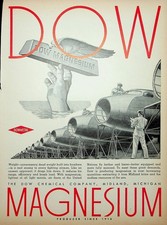 Original 1943 Vintage print AD: Dow Chemical Company "Magnesium #Collective