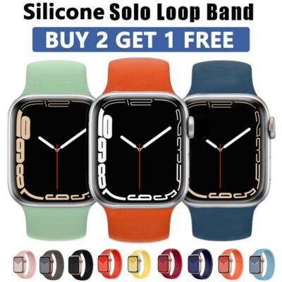 Solo Loop Strap Band For Apple Watch 9 8 7 6 SE Ultra 2 Silicone 44/45/49mm
