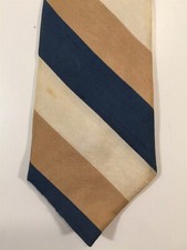 Vintage Lilly Dache Silk Tie - Ivory, Brown, Blue Stripes - 3 1/4" Wide