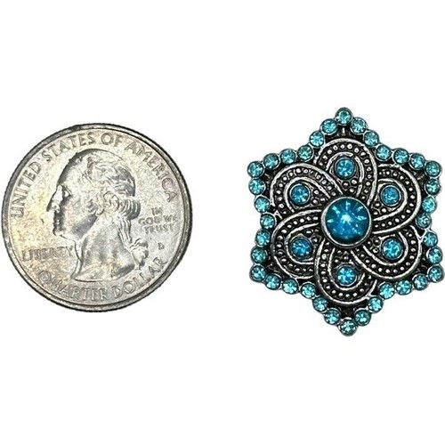 Ginger Snap #221 - “Victorian Star W/ Blue Sparkle Stones” For 18mm Snap Jewelry - Picture 6 of 8