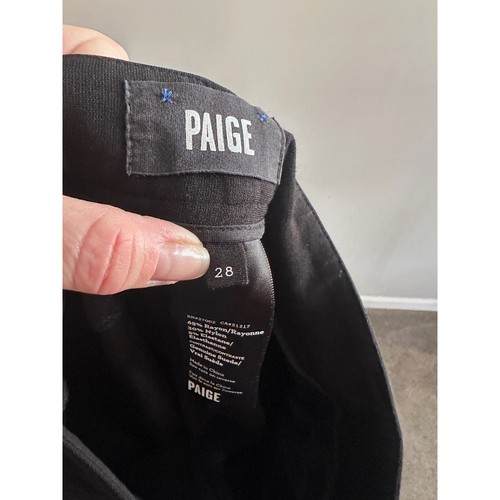Paige Black Moto Pants Zippers Accents Rayon Blend Size 28 - Picture 2 of 7