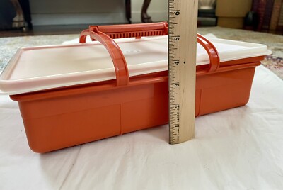 VNTG Tupperware TupperCraft 1421 Craft Tackle Organizer Orange 5pc