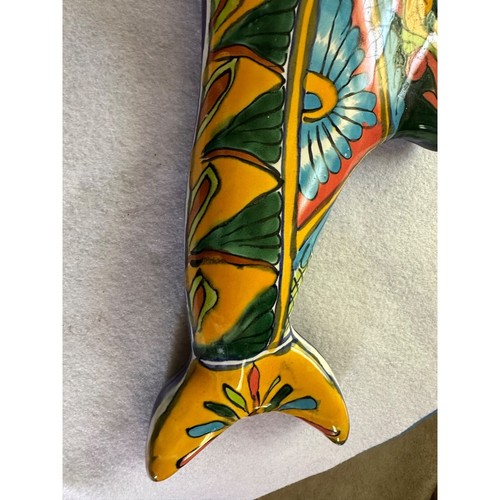 El Delfin Mexican Dolphin Talavera Wall Art 15" Hand Painted Ceramic - Picture 5 of 12