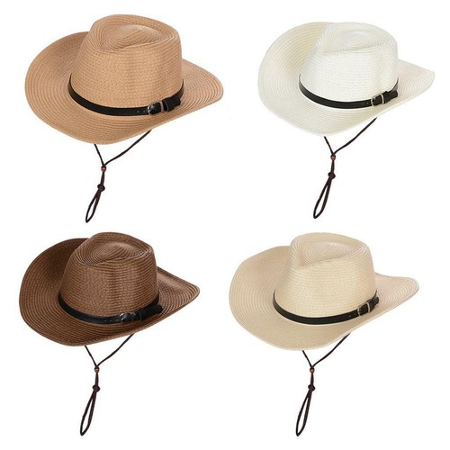 Packable Straw Sun Hat Trilby Cowboy 