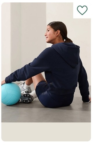 Athleta Athleta Girl All Day Half Zip Hoodie. XXL 16 Navy Simone Biles Sweatsh - Picture 3 of 8