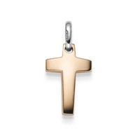 AnhäNger Kreuz 22X10Mm Aus 585 Gold Rotgold & WeißGold Schlicht Massiv