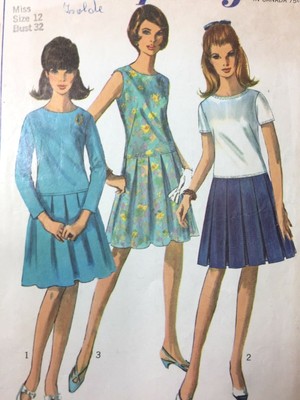 Vintage 1960s Drop Waist Dress Pattern 