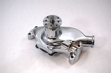 Sb Chevy Chrome Water Pump Short Style Sbc 283 327 350 V8 High Volume Aluminum