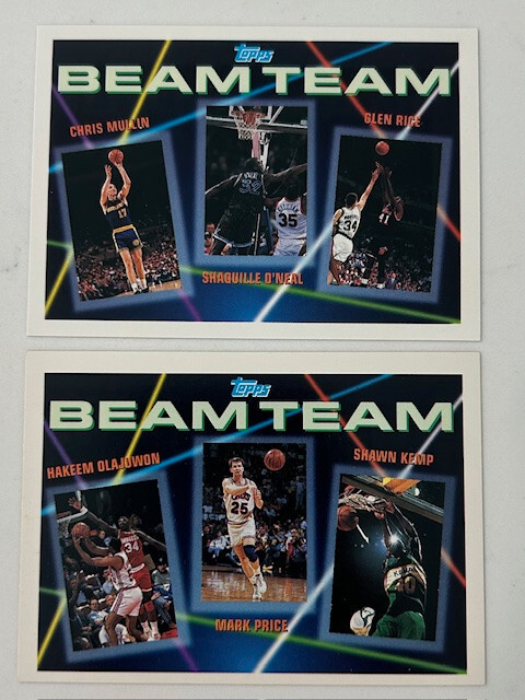 1992-93 TOPPS BEAM TEAM SHAQ/RICE/MULLEN #7 & KEMP/OLAJUWON/PRICE #5 PACK FRESH!