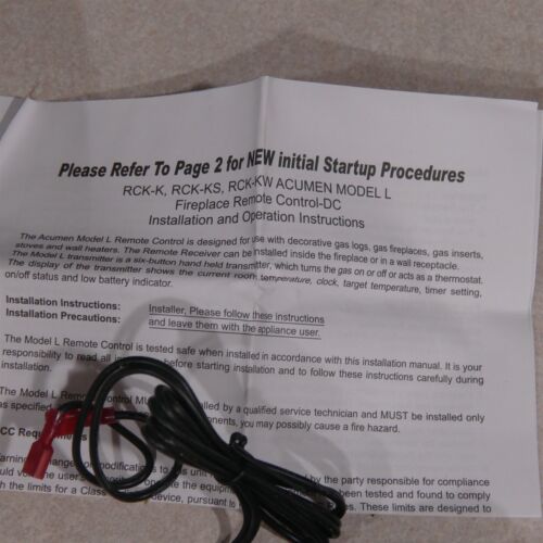 Acumen RCK-K Manual On/Off ~ Timer/Thermostat Fireplace Remote Control ~ NOS - Picture 2 of 6