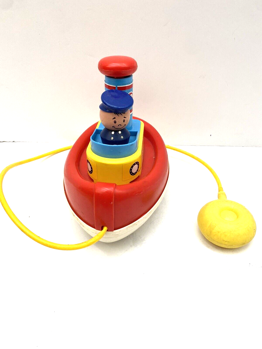 VINTAGE 1967 FISHER PRICE #139 TUGGY TOOTER PULL TOY BOAT | eBay