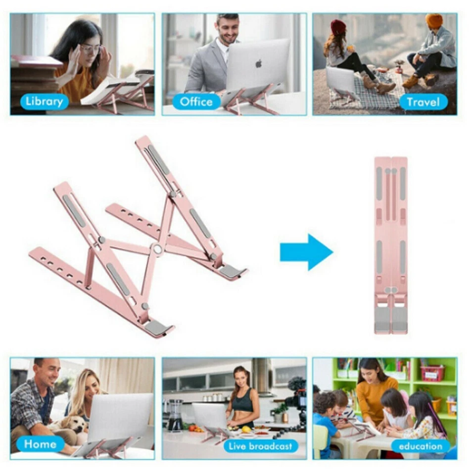 SUPPORTO PC PORTATILE TABLET LAPTOP BASE PIEGHEVOLE REGOLABILE NOTEBOOK ABS - Immagine 3 di 4