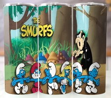 Smurfs Tumbler 20oz Travel Coffee Mug Insulated Stainless Steel Cup Straw w/Lid