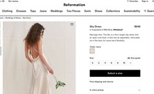 REFORMATION sky dress size 12 bridal